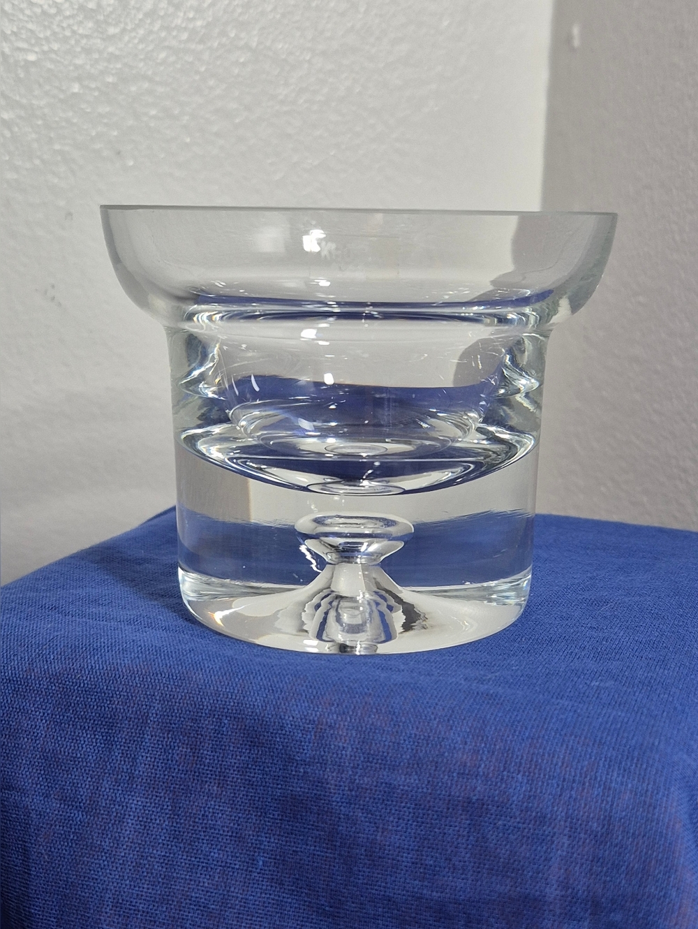 Vintage Krosno Poland Art Glass Candle Holder Controlled Bubble